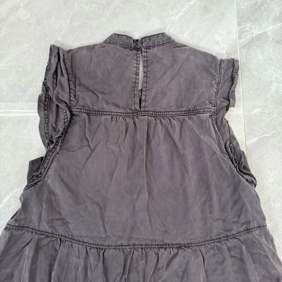 Women’s By Anthropologie Jenee Tiered Ruffle Washed Black Tunic Dress Medium - Picture 10 of 16